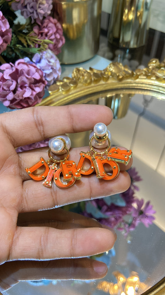 DIO ORANGE HANGING EARRING