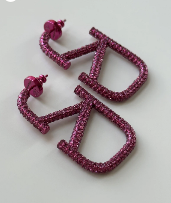 VAL ENCRUSTED DIAMOND HOOPS (BLACK / PURPLE)