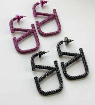 VAL PINK/ PURPLE DIAMOND hoops